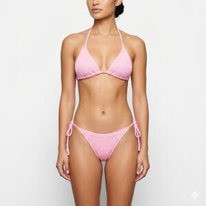 MODA MINX Baby Pink Scrunch Tie Side Bikini NWOT   Beach  Vacation Pool Cruise